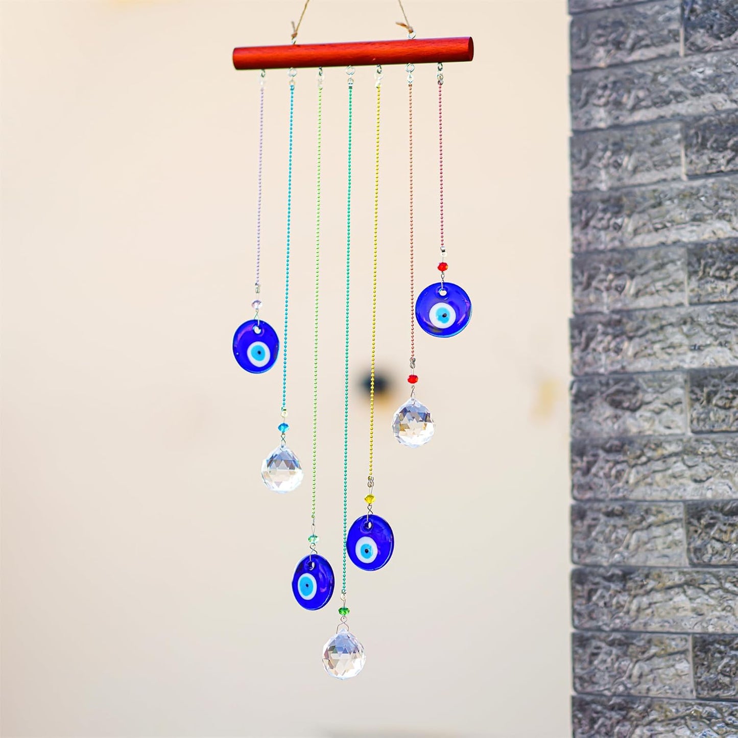 YU FENG Hanging Crystals Suncatcher Ornament - Turkish Blue Evil Eye Decor Crystal Ball Prisms for Window Garden