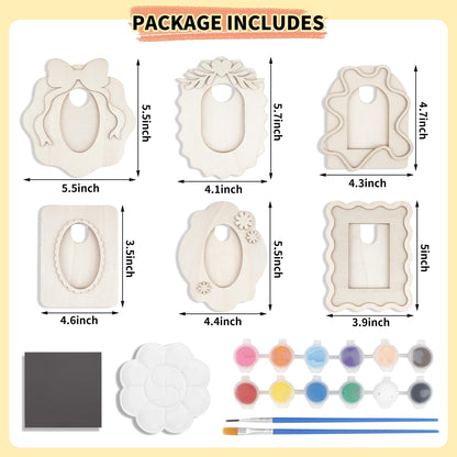Temlum Wooden Picture Frames Painting Kit, Unfinished Wood Crafts DIY Picture Frame Kit Paint You Own Photo Frame Easy Crafts for Adults