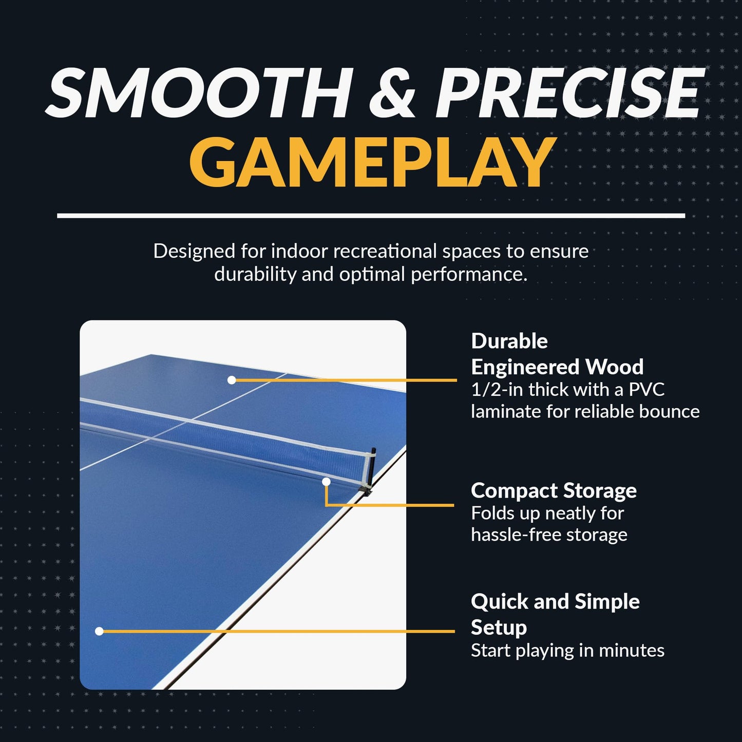 Hathaway 9 ft Quick Set Table Tennis Conversion Top – Regulation Sized, Foldable, Durable Engineered Surface, Protection Pads – Indoor Ping Pong Table Topper for Pool Table w/Net & Posts – Blue
