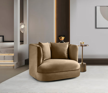 Meridian Furniture 699Taupe-C Alder Collection Modern | Contemporary Chair with Ultra Luxe Taupe Velvet, 460 GSM Velvet, Solid Wood Frame, 38" W x 36" D x 30" H, Taupe