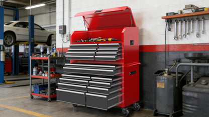 Tool Chest 18-Drawer | 66'' Large Rolling Tool Chest with Wheels | Detachable Top Metal Tool Box with Gas Struts | Lockable Rolling Tool Cabinet with Liners,Power Strip | Garage, Repair Shop, Workshop