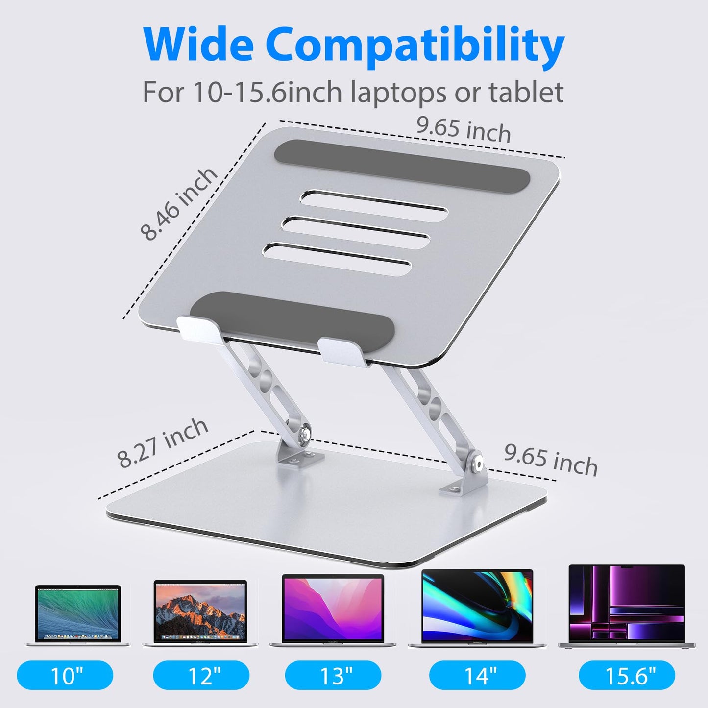 Gogoonike Laptop Stand for Desk, Adjustable Laptop Riser, Metal Foldable Computer Stand Holder Portable Notebook Mount, Ventilated Cooling Notebook Stand Compatible with 10-15.6” Laptops