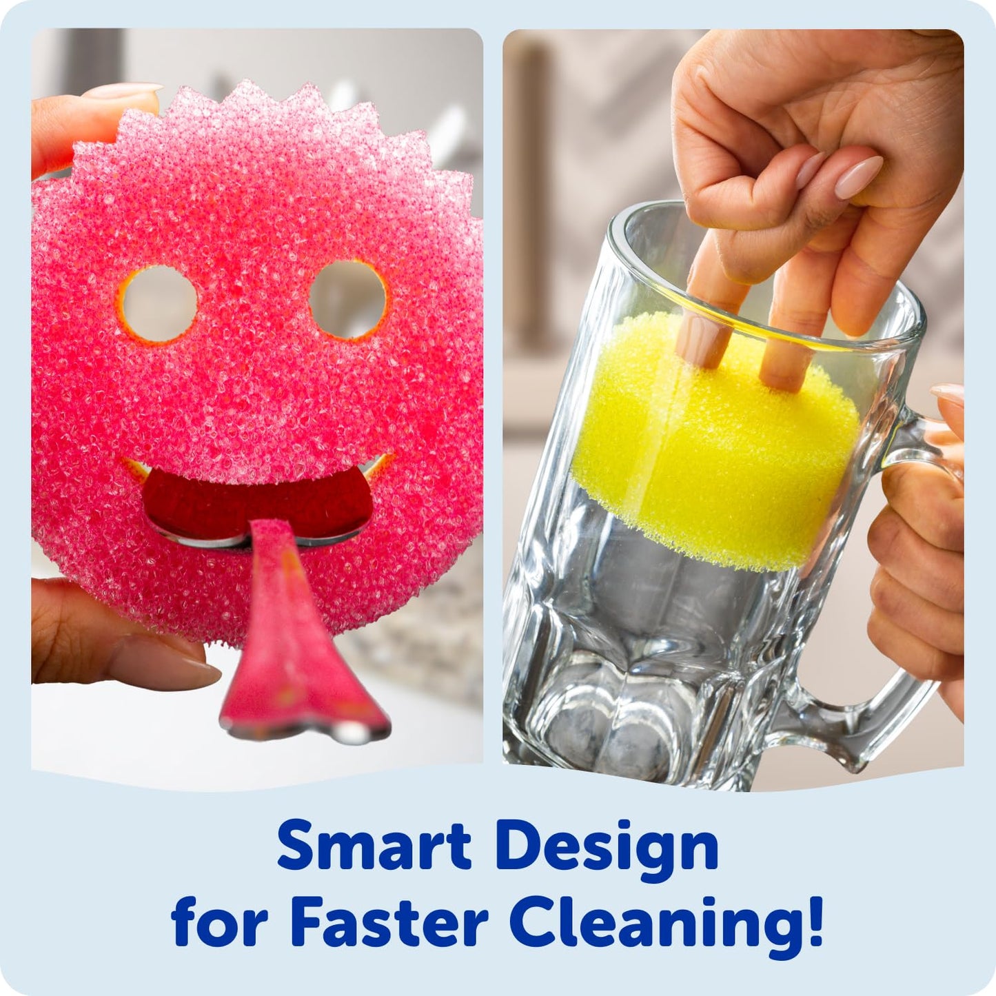 Scrub Mommy Kitchen Sponges (6) + Daddy Caddy Sponge Holder - Scratch-Free Cleaning Sponges for Dishes & Dish Scrub for Multipurpose Cleaning - BPA Free Polymer Foam - Stain & Odor Resistant (7 Count)