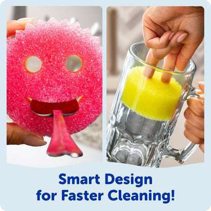 Scrub Mommy Kitchen Sponges (6) + Daddy Caddy Sponge Holder - Scratch-Free Cleaning Sponges for Dishes & Dish Scrub for Multipurpose Cleaning - BPA Free Polymer Foam - Stain & Odor Resistant (7 Count)