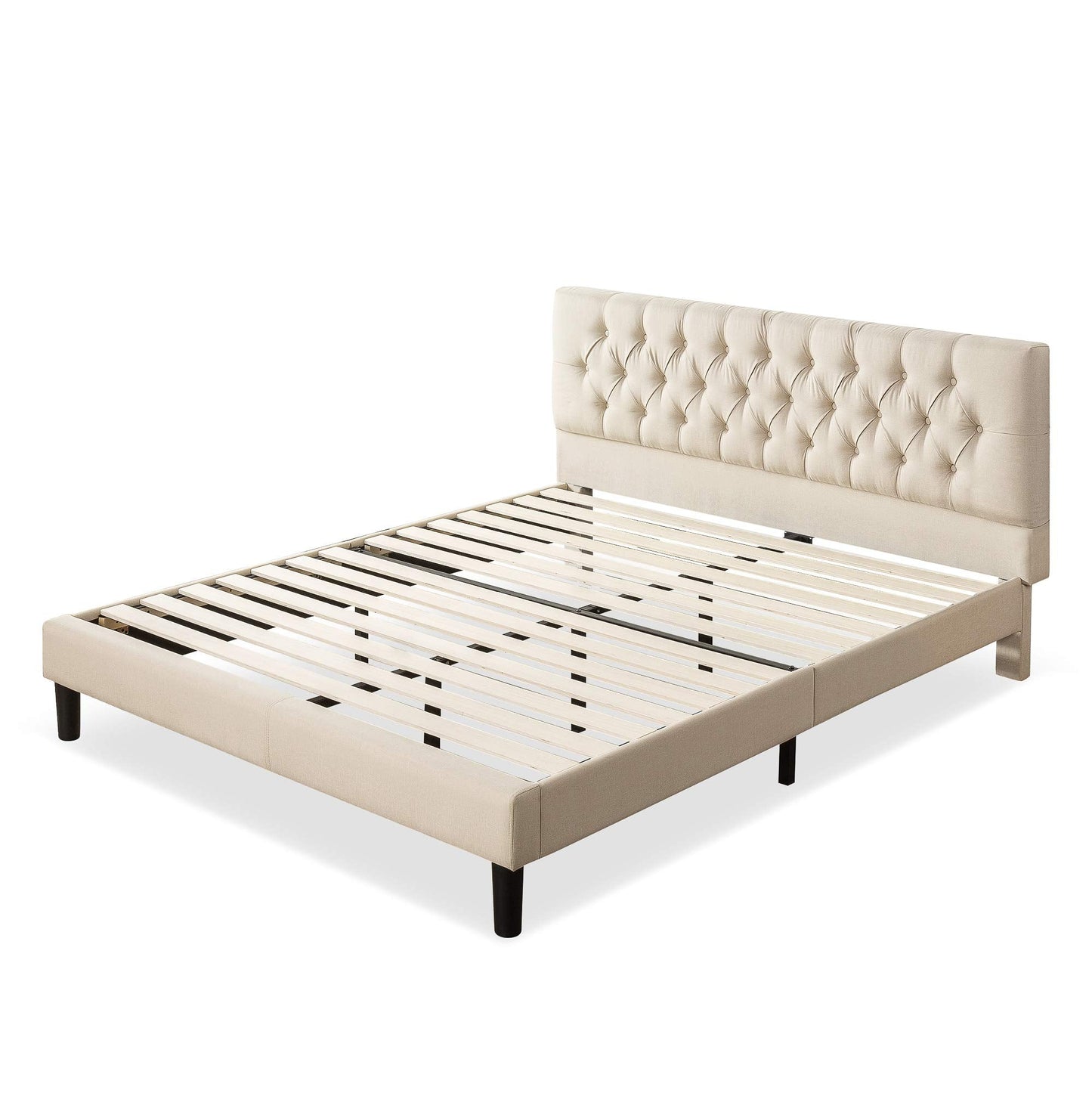 Zinus Misty Upholstered Platform Bed Frame/Mattress Foundation/Wood Slat Support/No Box Spring Needed/Easy Assembly, Taupe, King