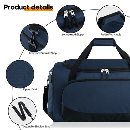 Gym Bag for Men - 55L Black Durable Large Duffle Bag for Travel, Workout, Fitness & Sport
