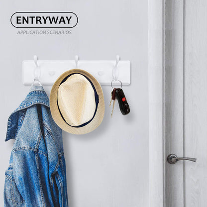 Badiano Wooden Coat Rack, Wall-Mounted Organizer for Closet, Entryway, Hallway, Foyer, Bedroom, Heavy Duty Double Hooks for Hanging Towels, Bags, Hats, Jackets, Key (White, 3 Hooks)
