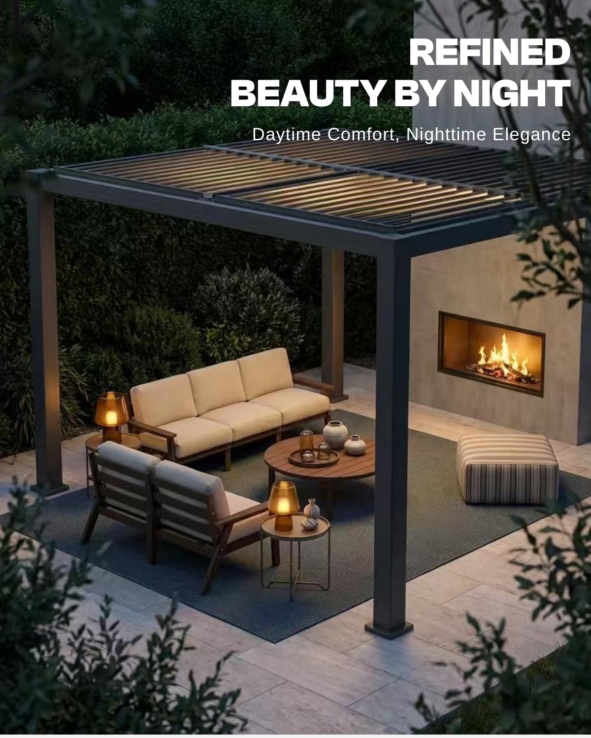 Patio Kingdom 10x13 FT Louvered Pergola Aluminum Outdoor Pergola with Adjustable Roof Waterproof Hardtop Pergola Shade Cover for Patio Backyard Deck Garden (Grey)