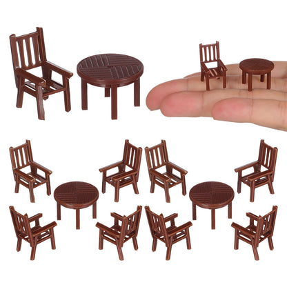 4 Sets Dollhouse Furniture - 1/50 Scale Miniature Dollhouse Table and Chairs Plastic Mini Dining Room Table Chairs for Fairy Garden Doll House Accessories