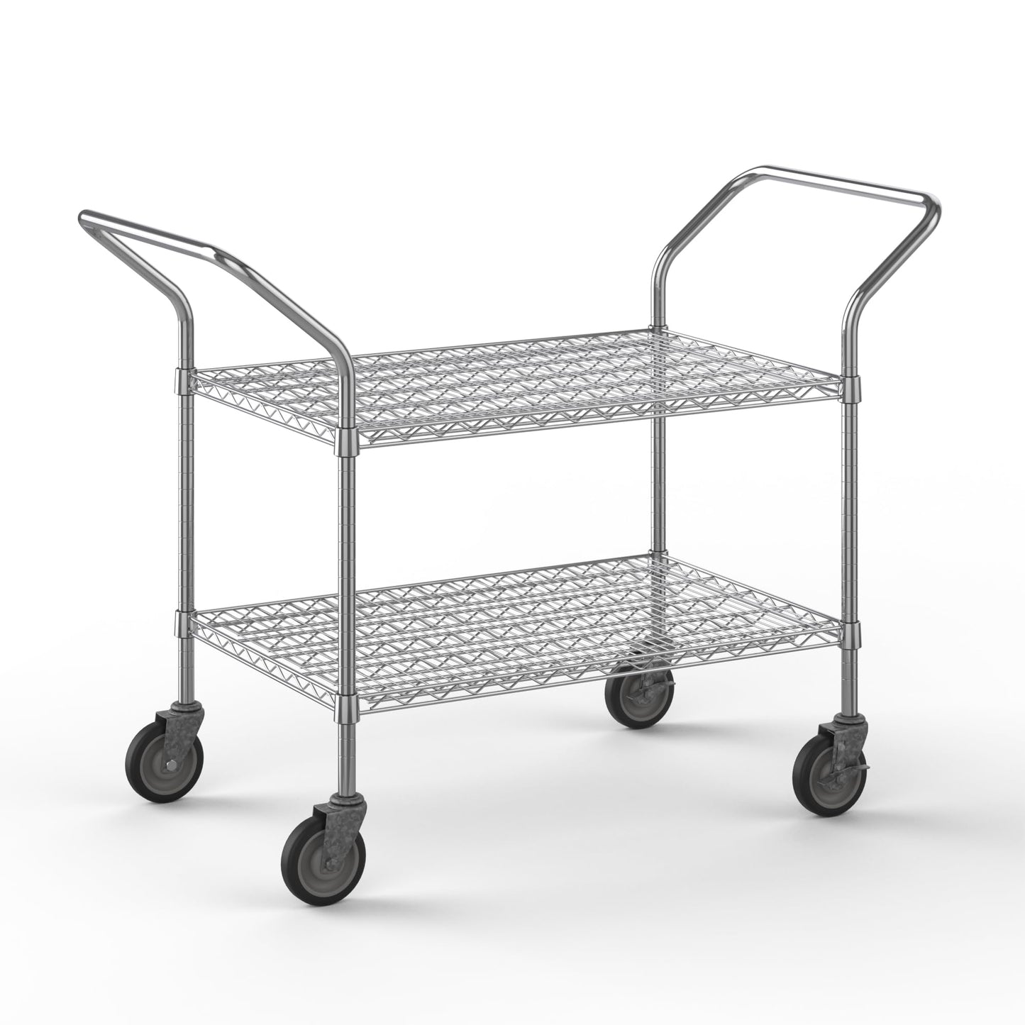 24" W x 36" L x 36" H Chrome Heavy Duty Utility Cart | 2-Tier | NSF Commercial Storage Rack Mobile Unit | Storage and Mobility Solution for Your Business