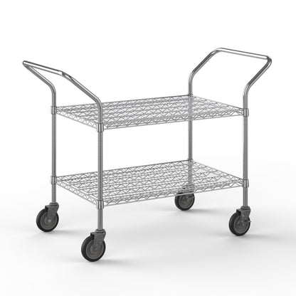 24" W x 36" L x 36" H Chrome Heavy Duty Utility Cart | 2-Tier | NSF Commercial Storage Rack Mobile Unit | Storage and Mobility Solution for Your Business
