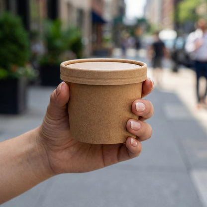 Restaurantware-LIDS ONLY: Coppetta Lids For 4 Ounce Ice Cream Cup, 200 No-Leak Lid For Treat Cups - Cups Sold Separately, For Hot And Cold Foods, Kraft Paper Lid For Chili Cup