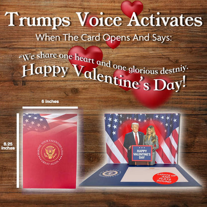 Trump Valentine’s Day Talking Pop Up Card with Light & Sound – Presidential Message with Donald Trump’s Real Voice, Funny Valentines Day Card for Him & Her, Gag Gift for Men & Women (Melania)