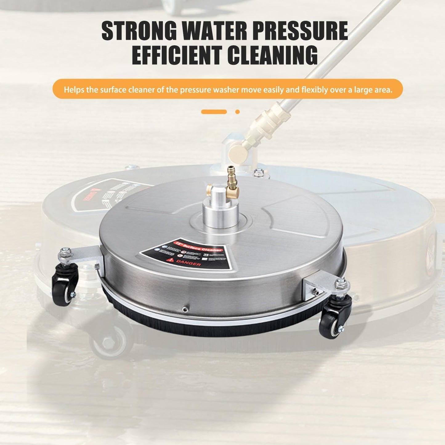 TRELVEX 14" Pressure Washer Surface Cleaner 4000 PSI with 4 Wheels, Stainless Steel Pressure Housing, Quick Connector, 2024 New Washer Attachment Stainless Steel