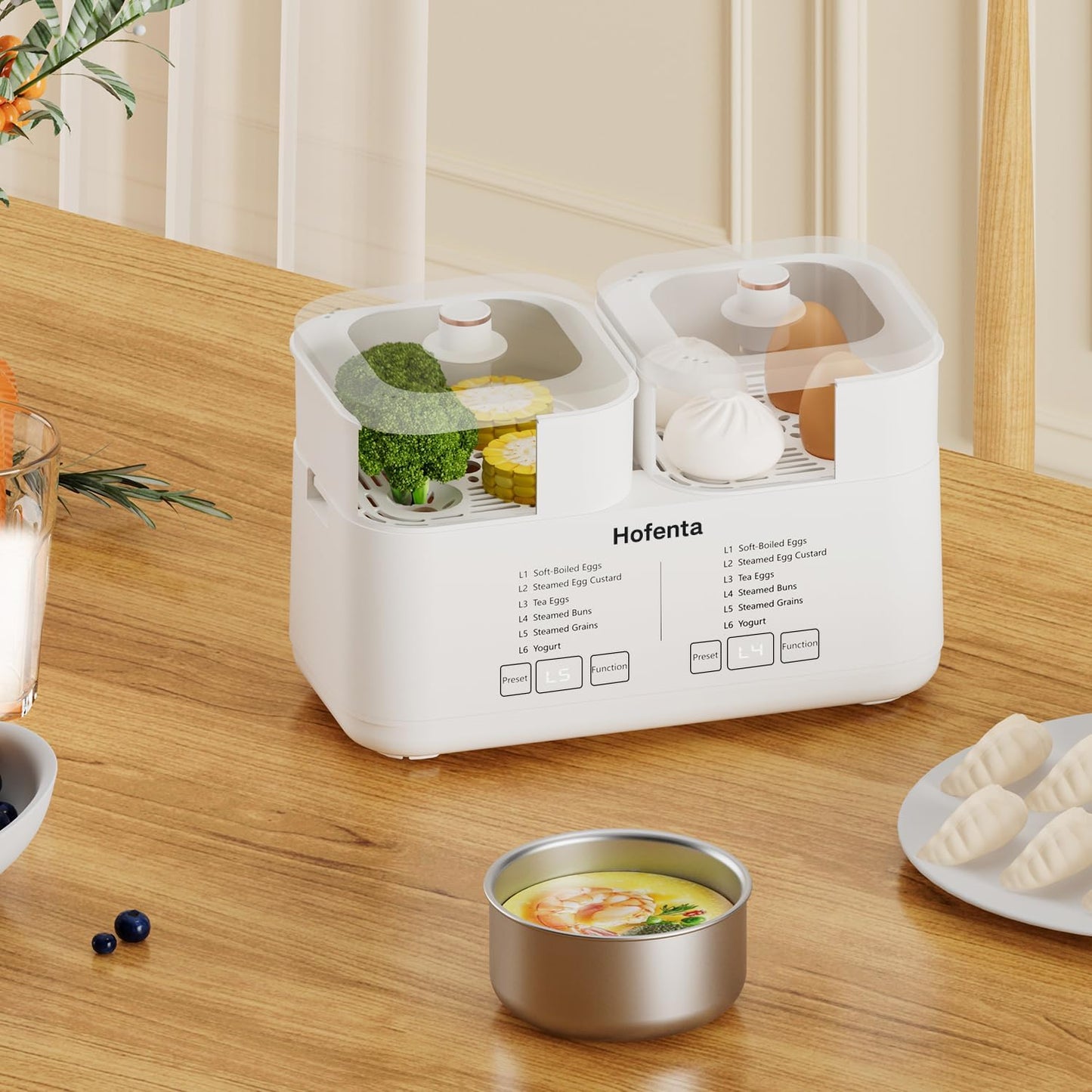 Hofenta Timer(0.5-9.5H), Shut-Off/2 16 Rapid Electric Egg Cooker for Hard Boiled Eggs,Egg Boiler with Auto Tiers, Eggs