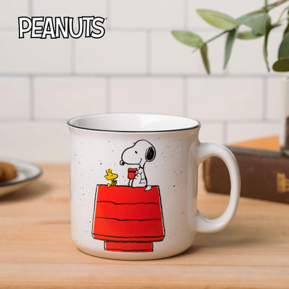 Silver Buffalo Peanuts Snoopy and Woodstock Get Cozy Ceramic Camper Mug, 20 Ounces