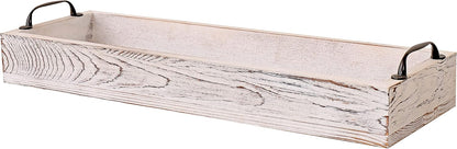 16 Inch Rustic Wooden Serving Trays Rectangular with Handle,Ottoman Tray for Living Room Long for Serving