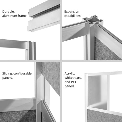 Stand Up Desk Store ReFocus Modular and Expandable Office Partition Wall System (70x70 Starter + 70x70 Extension)