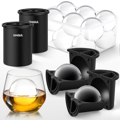 Clear Ice Cube Maker, 2.5" Stainless Steel Ice Ball Maker Mold for Whiskey & Cocktails, Non-BPA Premium Silicone Ice Cube Molds, Easy-Release Sphere Ice Maker, Bourbon Gifts for Men (2 PACK)