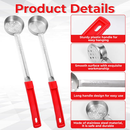 8 Pcs 2 OZ Portion Control Serving Spoons, Solid and Slotted Stainless Steel Ladle Spoon, Food Measuring Utensils for Weight Watchers, Buffets, Parties