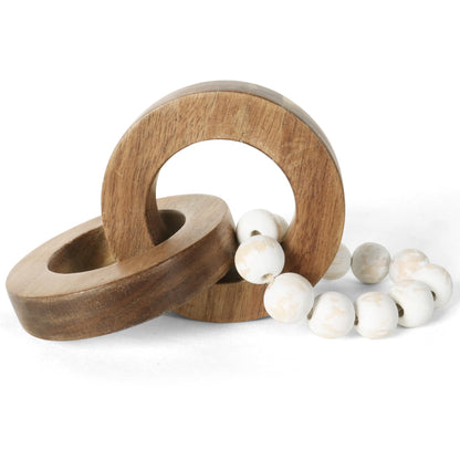 Oakrain Wood Chain Link Decor, Minimalist Handmade Carved Knot Décor Accents for Shelf Coffee Table, Natural Boho Farmhouse Rustic Home Decor, Best Housewarming Gifts (8.86 inch)