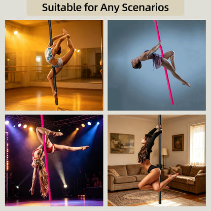 PRIORMAN Silicone Flying Dance Pole Set, 2m/6.56ft 45mm Aerial Pole, SGS CE Certified 9676lbs/4389kg Load, Hanging Kit with 360°Swivel & Carabiners, Heavy Duty Pole for Home Studio Stage,Pink