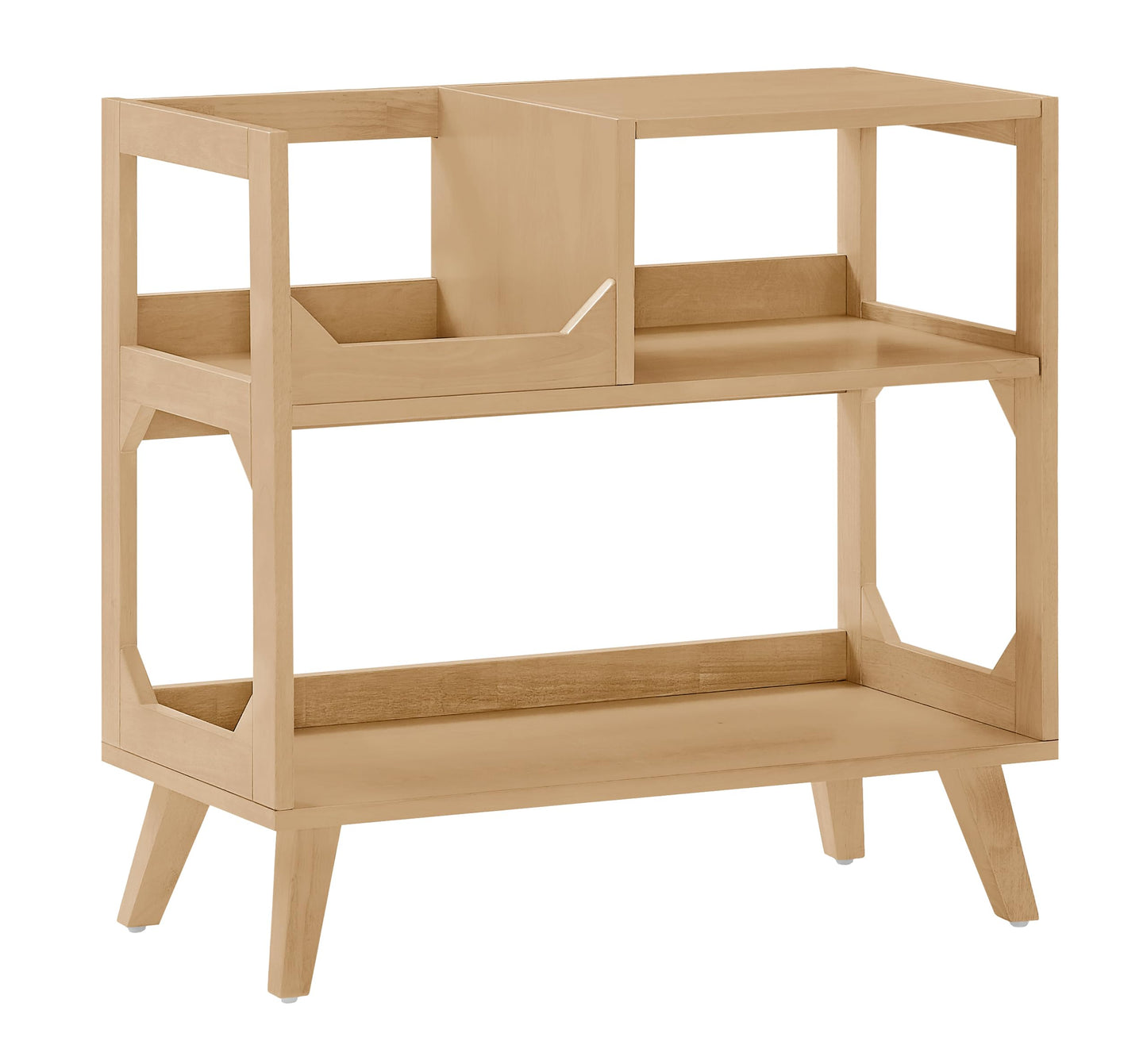 Crosley Furniture Asheville Mid-Century Modern Record Player Stand, Storage for Vinyl Records, Media Console, Natural