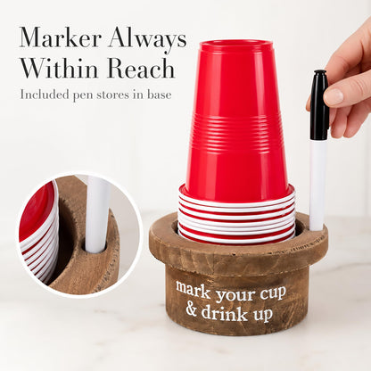 Mud Pie Disposable Cup and Marker Set; Base 3" x 5 1/2" Dia | Cup 18 oz