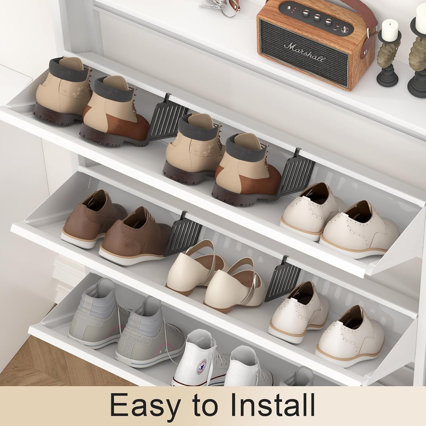 1 GREATMEET Shoe Rack Divider, Anti-tip Shoe Organizer Dividers Entryway, Shoe Cabinets Dividers, Piece