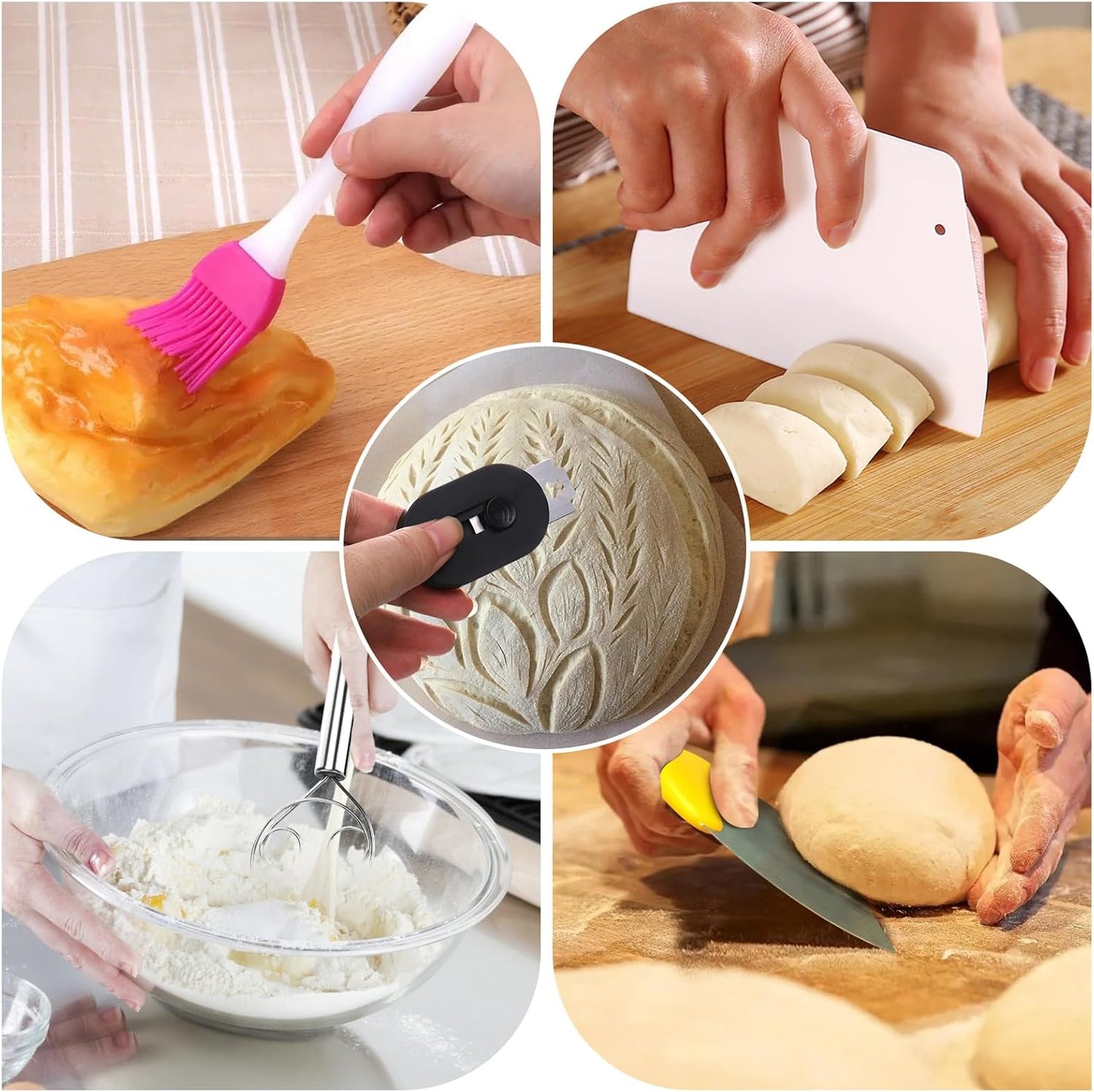 Palksky Sourdough Proofing Baskets Silicone Kit - Sourdough Bread Baking Supplies, Round & Oval Bowls for Rising