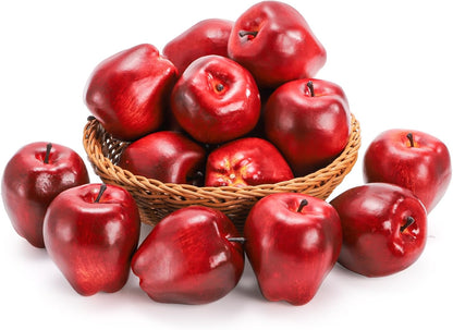 24 ZEAYEA Pcs Artificial Apples, Realistic Fake Red Delicious Apples, Decorative Lifelike Faux Apples for Home Kitchen