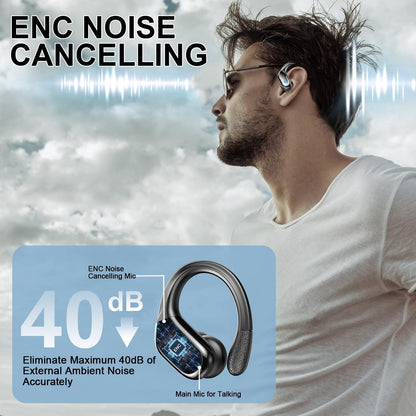 Wireless Earbuds, Sport Bluetooth 5.4 Headphones 2026 New Bluetooth Earbuds with 75Hrs Stereo, 4 ENC Mic, Noise Canceling Over-Ear Buds with Earhooks, IP7 Waterproof Earphones for Workout/Running/Gym