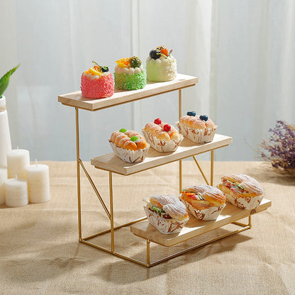 Cake Stands for Dessert Table 3-Tier Wooden Cake Stand Stepped Dessert Table Wedding Cake Display Stand Multi-Purpose Pastry Tiered Serving Tray Home Decor Cake Stands for Parties