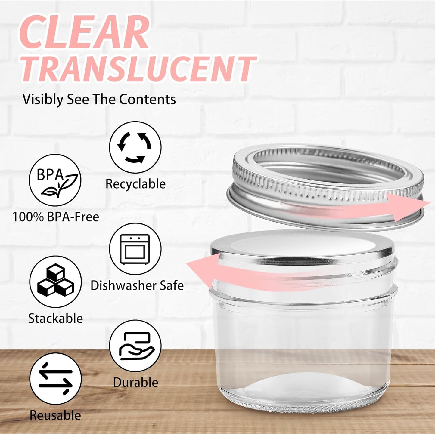 TUZAZO Small Mason Jars 8 Pack, 4 oz Mini Glass Canning Jars with Lids and Labels for Jelly, Spice, Honey Storage