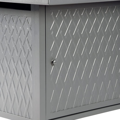 Oakland Living Rectangular 48 in. x 36 in. Aluminum Propane Fire Pit Table, Glass Beads, Two Covers, Lid, 57,000 BTUs in Grey Finish