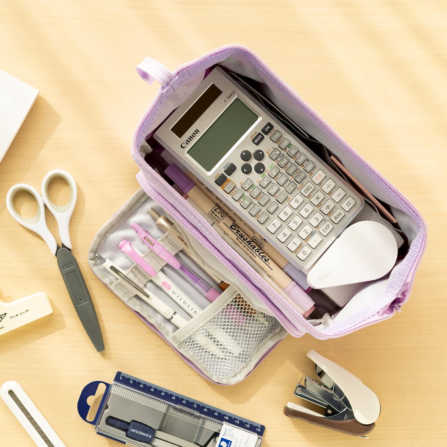 HVOMO Pencil Case Large Capacity Pencil Pouch Handheld Pen Bag Cosmetic Gift for Office School Teen Girl Boy Men Women Adult (Purple)