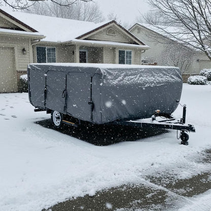 GEARFLAG Pop-up Folding Camper Cover Fits 18'-22' with Reinforced Windproof Side-Straps Anti-UV Water-Resistance Heavy Duty Triple Layers for Trailer RV (Fits 18' - 22')