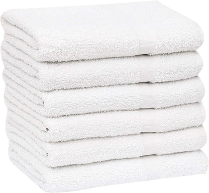 12 Pack (22x44 Inches) GOLD TEXTILES Bulk Bath Towels White Economy Light Weight Easycare