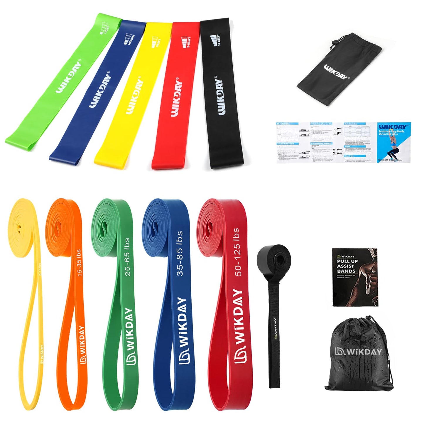 Resistance Bands, Pull Up Bands, Workout Bands for Exercise, Thick Heavy Resistance Band Set with Door Anchor, Elastic Bands for Body Stretching, Crossfit Training at Home/Gym Men & Women Women