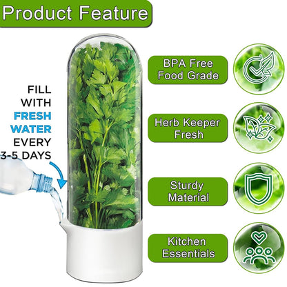 Herb Saver for Refrigerator, Herb Saver Pod Cilantro Containers for Refrigerator, Fresh Herb Keeper for Cilantro, Parsley, Asparagus, Mint, Keeps Greens Vegetables for 2-3 Weeks (Herb Keeper 3Pack)