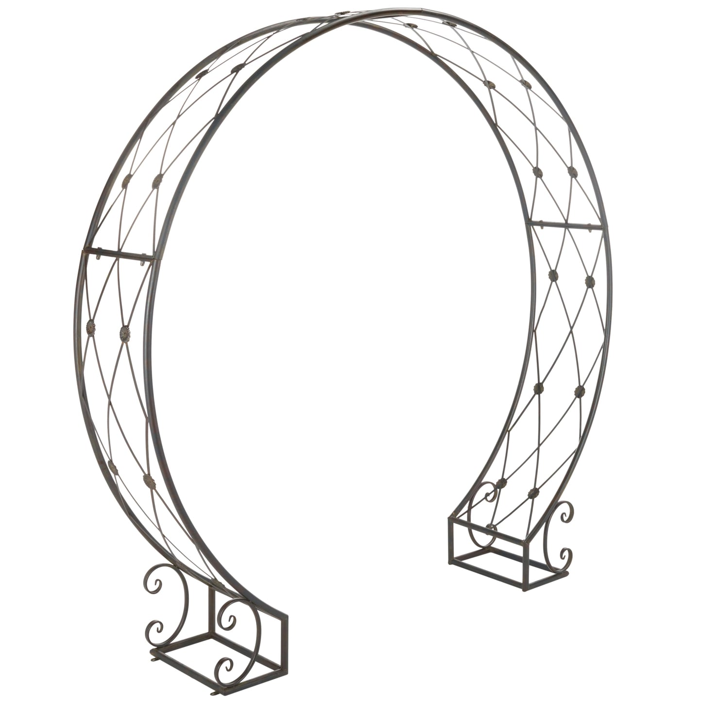 SAFAVIEH Outdoor - Mizell Iron Moon Gateway Garden Arbor - Black Rust Iron Metal - Architectural Circular Gateway Design - Ideal for Garden, Yard, Patio, Entryway, 80" W x 17" D x 83.4" H (PAT5036E)