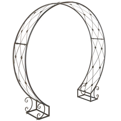 SAFAVIEH Outdoor - Mizell Iron Moon Gateway Garden Arbor - Black Rust Iron Metal - Architectural Circular Gateway Design - Ideal for Garden, Yard, Patio, Entryway, 80" W x 17" D x 83.4" H (PAT5036E)