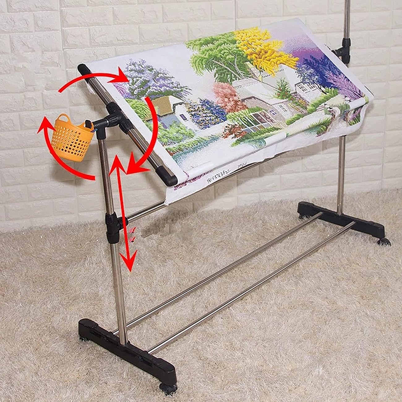 Adjustable 360° Rotating Floor Embroidery Stand for Cross Stitch & – Perfect Support for Quilting, Crafting, and Sewing Projects