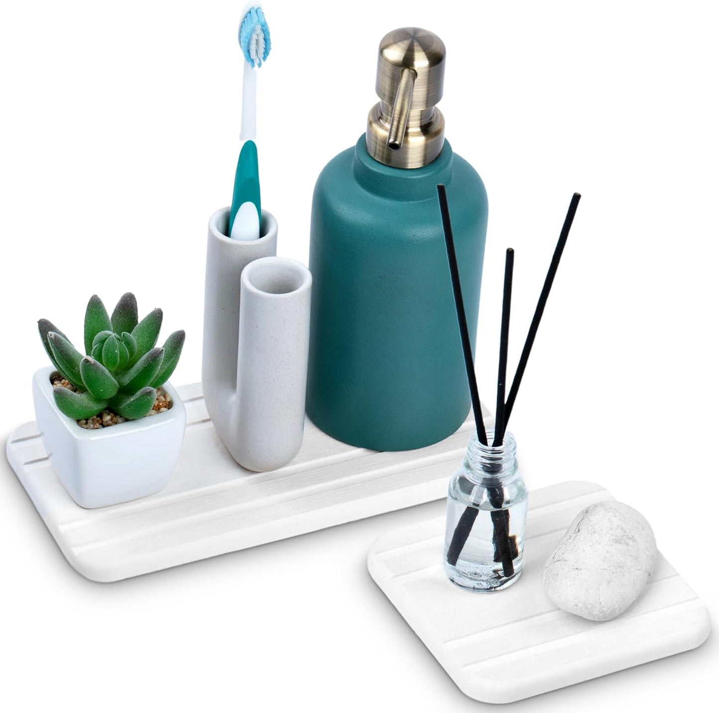 Multipurpose Bathroom Tray with Bonus Vanity Tray, Absorbent Countertop Tray for Perfume, Soap, and Kitchen Use