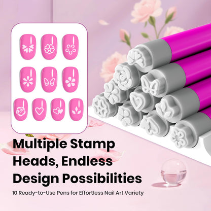 Beetles Nail Art Brushes 8pcs – Crystal Nail Art Tools 5pcs Double-headed Nails Dotting Tool, 3pcs Striping Liner Brushes for Nails with Pearls Bowknot Stickers, DIY Home Salon Manicure Design Tools