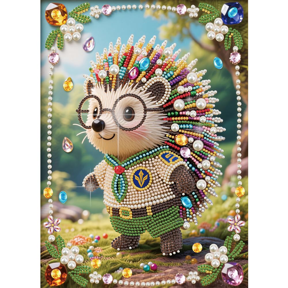 Kulvci Hedgehog DIY 5D Pearl Painting Kit, Diamond Painting Kit for Adults Beginner, Bead Art Kits All-Pearl Dot Painting for Wall Decor, Creative Stress Relief Gift Home Decor,12 × 16 inch