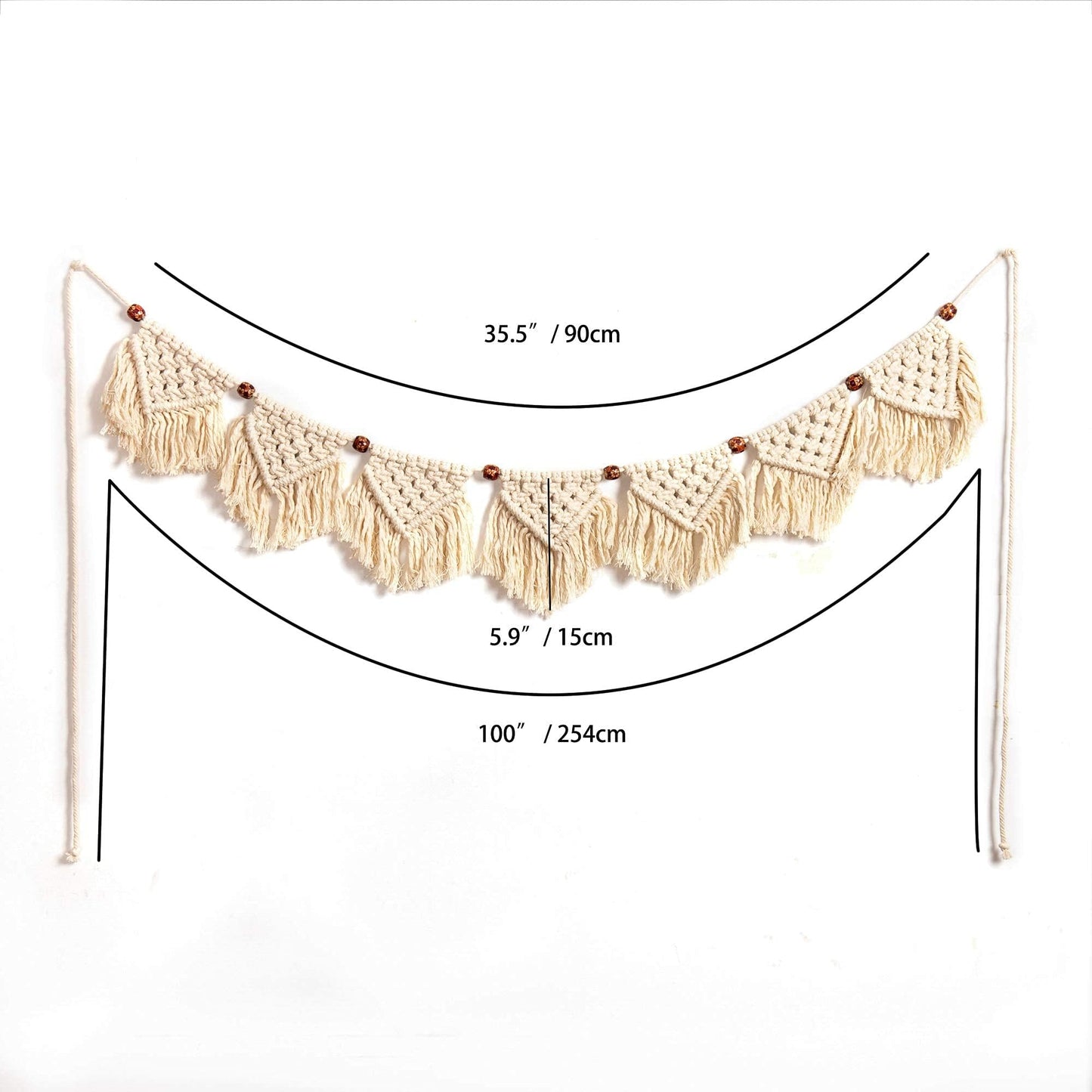 Eiyye Handmade Wall Hanging Fringe Panels Garland Banner Woven Tapestry Cotton Crochet Decor Macrame Bohemian Art Decor (7-flag x2)