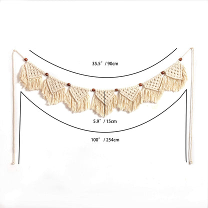 Eiyye Handmade Wall Hanging Fringe Panels Garland Banner Woven Tapestry Cotton Crochet Decor Macrame Bohemian Art Decor (7-flag x2)