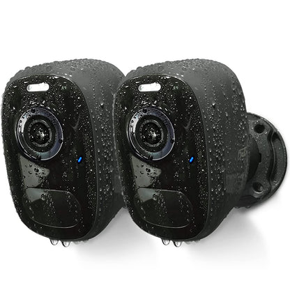 Magnetic Security Cameras Wireless Outdoor - Home Battery Powered WiFi Camera 2K Video/Color Night Vision/AI Motion Detection Siren Alarm and Spotlight 2-Way Audio Waterproof SD/Cloud (Black(2pcs))