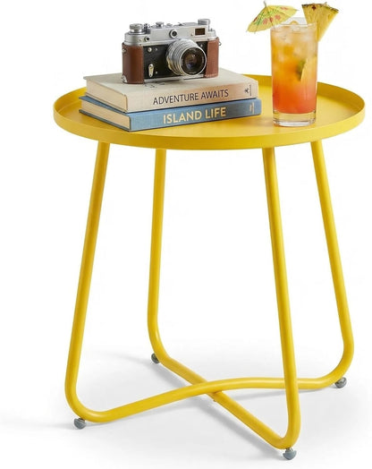 Compact Yellow Outdoor Side Table for Garden and Patio